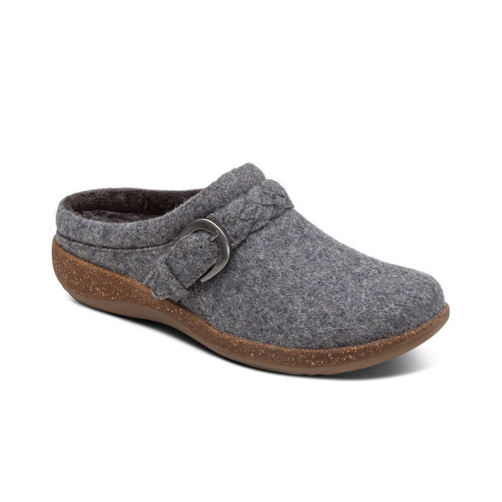 Aetrex Women's Libby Comfort Clogs - Grey | USA PSUM4NH